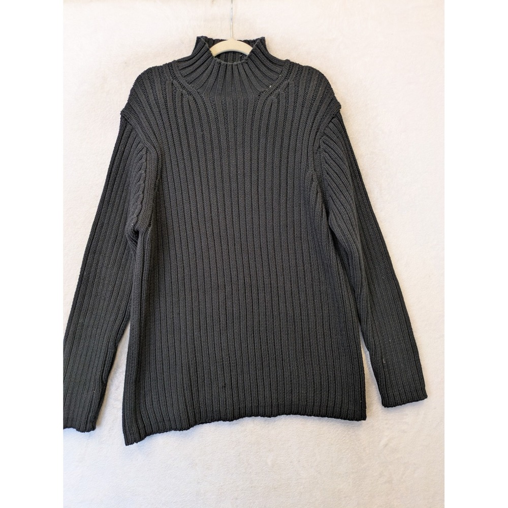 Gap Sweater Women's Large Grey Mock Neck Ribbed Knit Long Sleeve Pullover